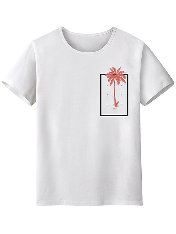 T-shirt Imprimé Arbre Cacaotier à Manches Courtes - Blanc XL