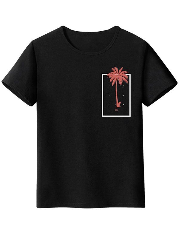 

Coconut Tree Printed Short Sleeve Tee, Black