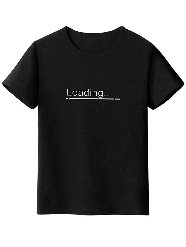 

Short Sleeve Loading Print Graphic Tee, Black