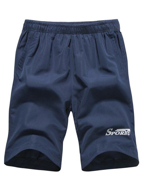 

Drawstring Zip Pocket Sports Shorts, Deep blue