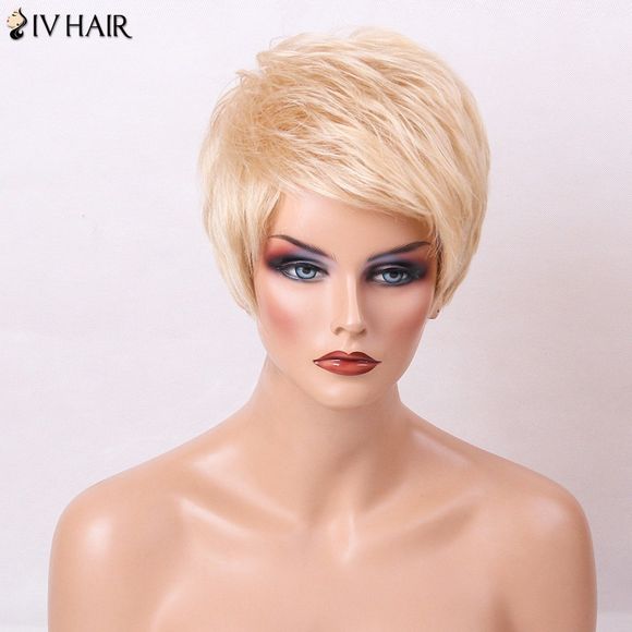 Siv Hair Short Side Bang Layered Straight Pixie Perruque de cheveux humains - Blonde 
