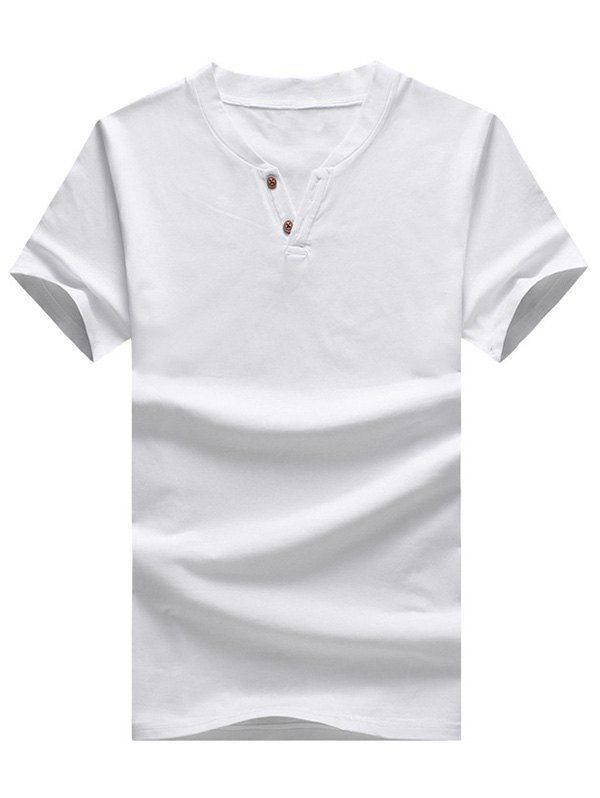 

Two Button Short Sleeve T-Shirt, White