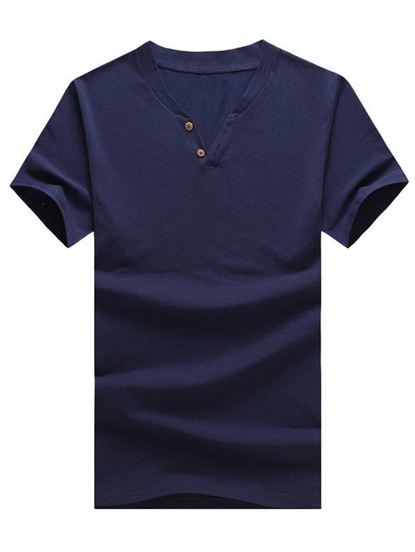

Two Button Short Sleeve T-Shirt, Cadetblue