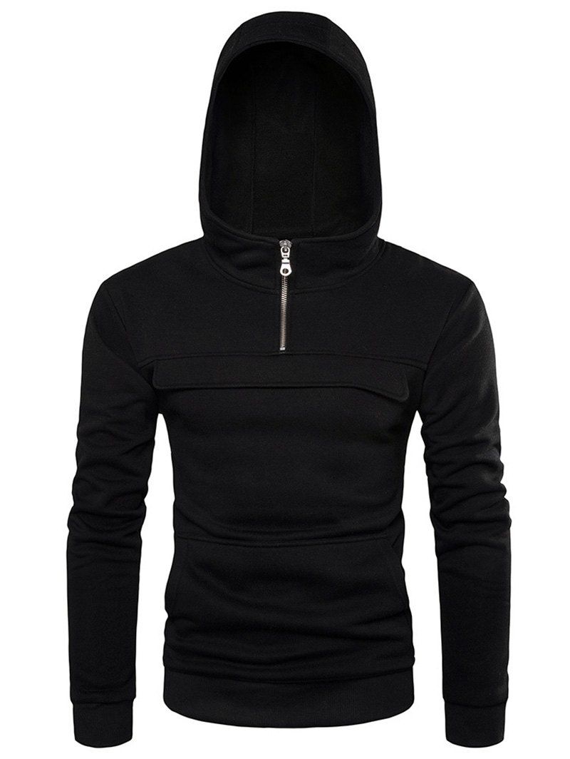 

Color Block Half Zip Hoodie, Black