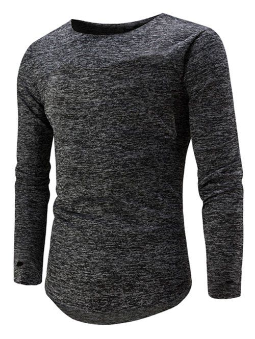 

High Low Hem Space Dye Long Sleeve T-Shirt, Deep gray