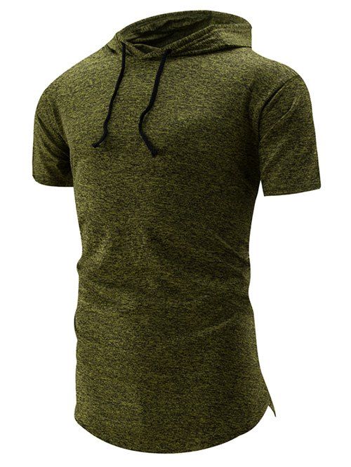 

Droped Hem Space Dye Hooded T-Shirt, Green