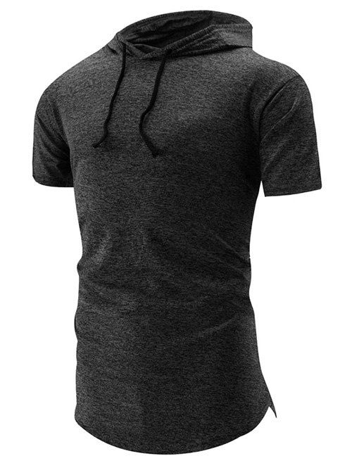 

Droped Hem Space Dye Hooded T-Shirt, Gray