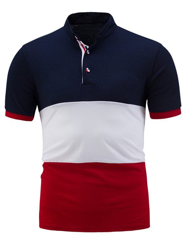 

Stripe Selvedge Design Color Block Panel Henley T-Shirt, Cadetblue
