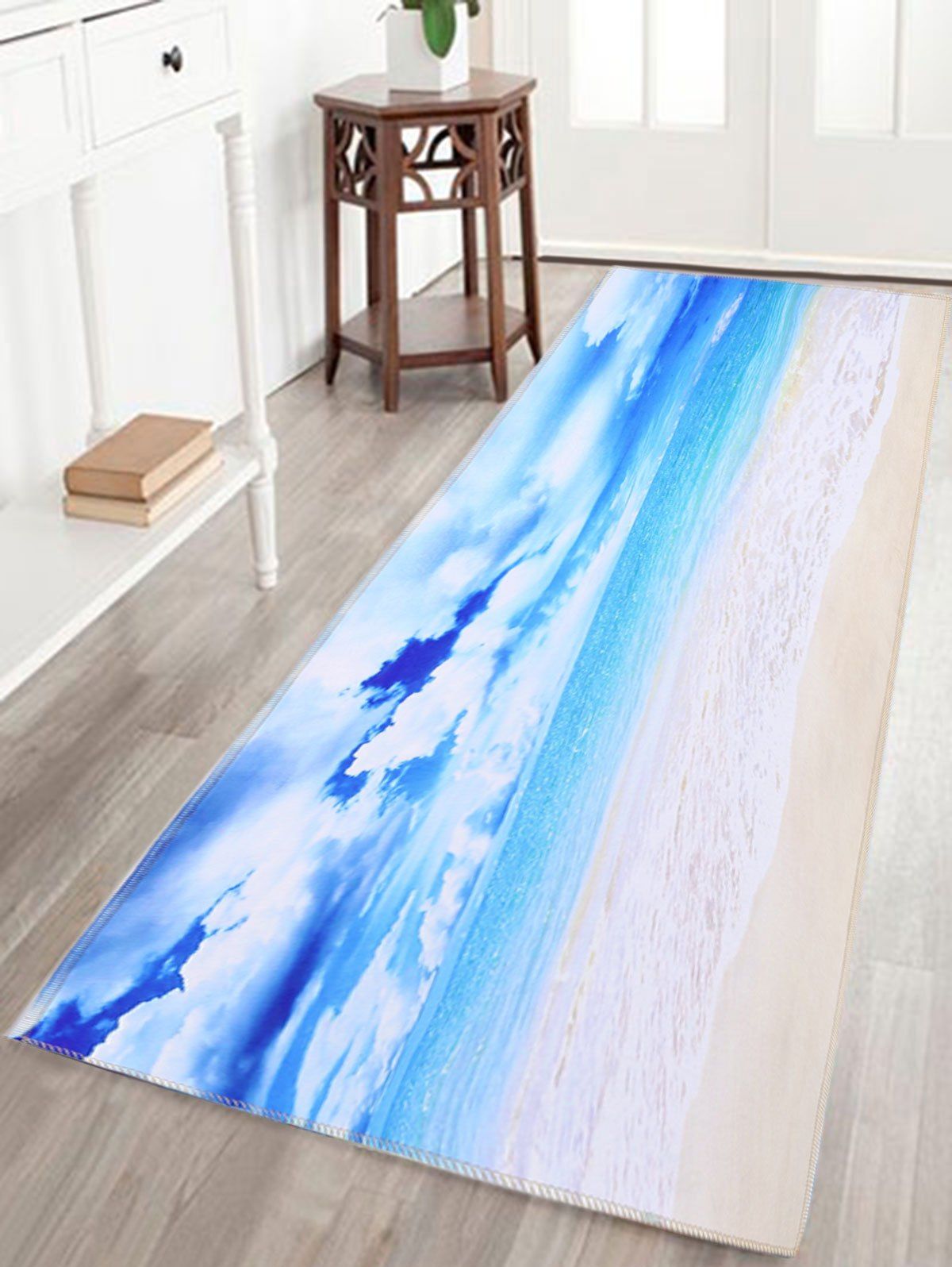 Sea View Water Absorption Skidproof Bathroom Rug, SKY BLUE, W INCH L