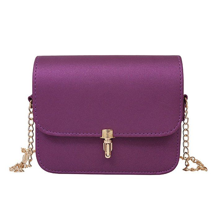

Chain Push Lock Cross Body Bag, Purple