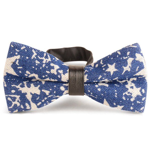 

Pentagram Printing Denim Layered Bow Tie, Royal