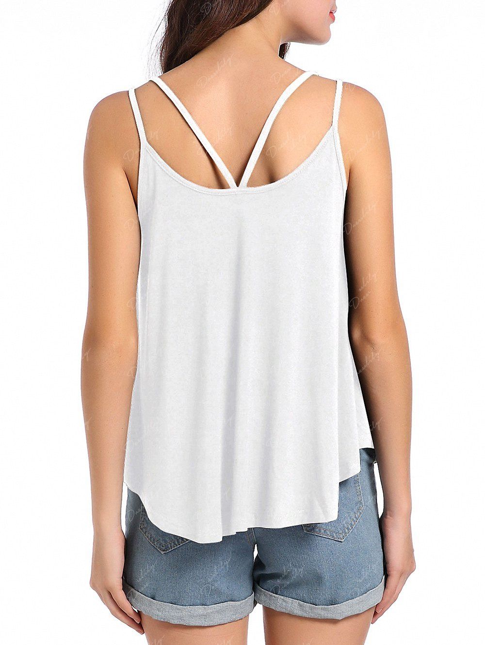 2018 Loose Fit Cutout Cami Tank Top WHITE XL In Tank Top Online Store