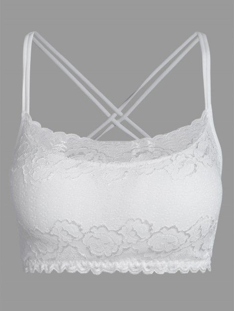 [41% OFF] 2019 Criss Cross Backless Cami Crop Lace Top In WHITE | DressLily