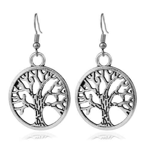2019 Tree Of Life Circle Dangle Earrings In Silver Dresslily Tree Of Life Circle Dangle Earrings Silver