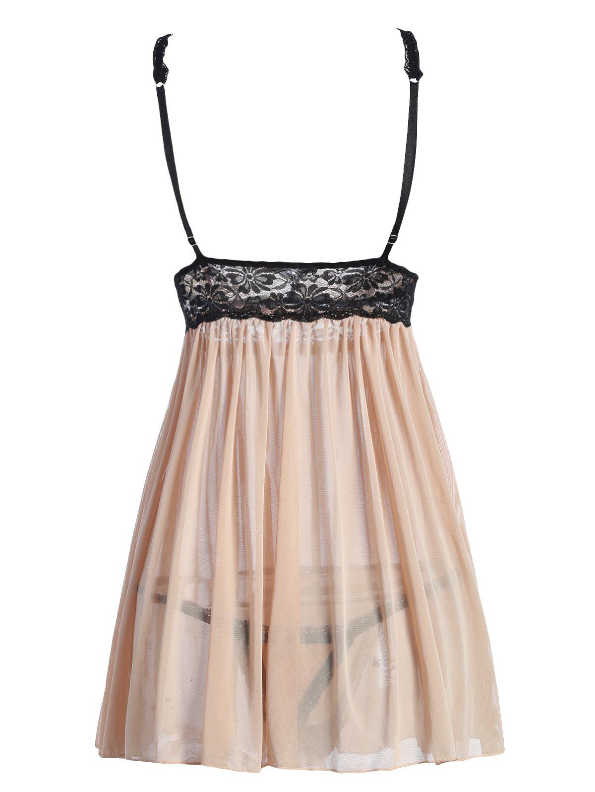 2018 Lace Panel Cami Intimate Babydoll KHAKI S In Baby dolls Online ...