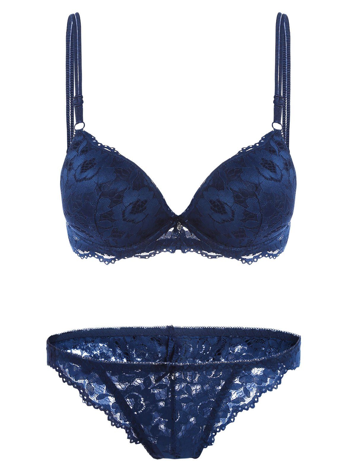 

Lace Push Up Underwire Bra Set, Cerulean