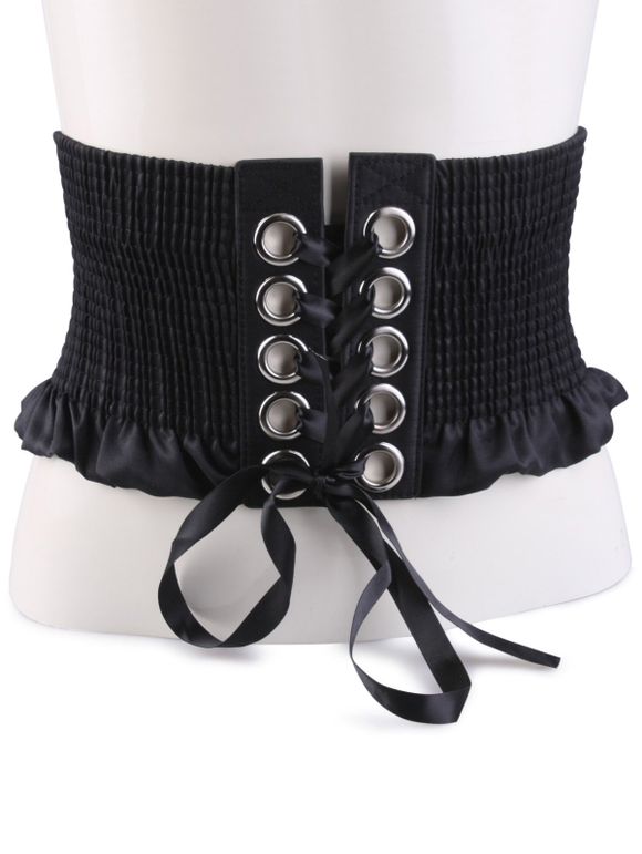 Ceinture à corsets en dentelle en caisse métallisée - Noir 