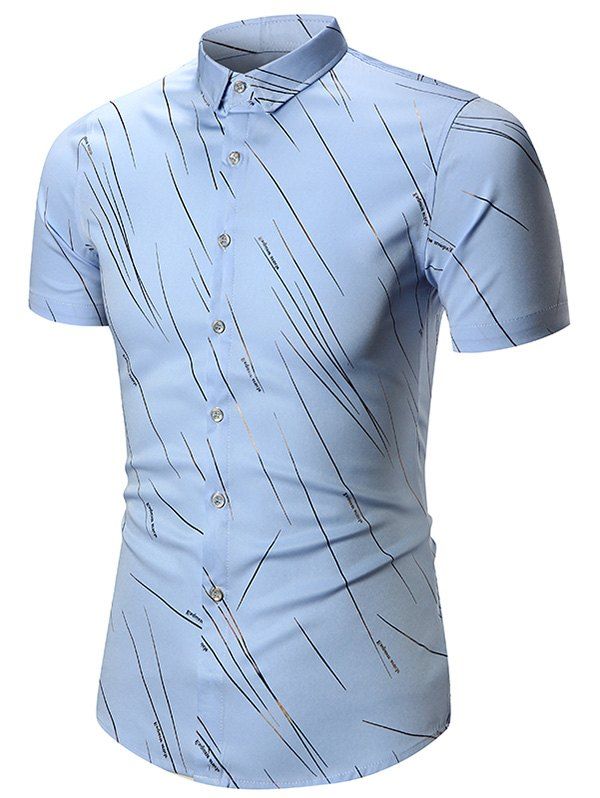 

Short Sleeve Meteor Rain Printed Shirt, Azure