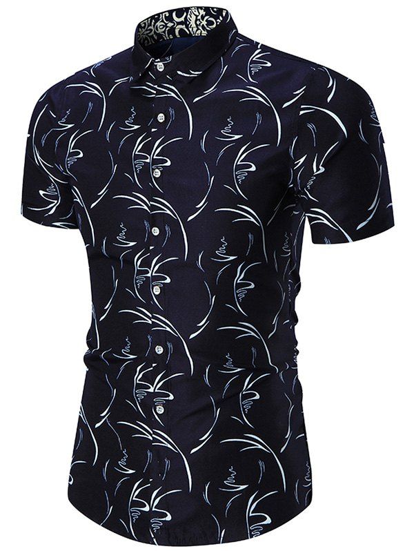 

Printed Short Sleeves Shirt, Purplish blue