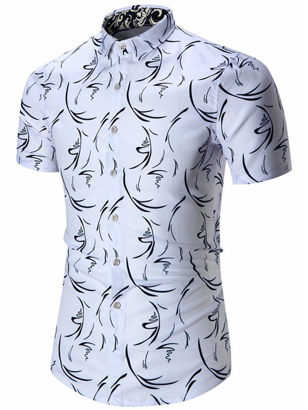 

Printed Short Sleeves Shirt, White