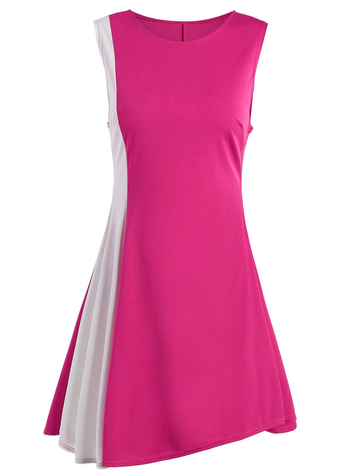 

Two Tone A Line Sleeveless Dress, Rose madder