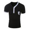 Polka Dot Print Panel Slim Fit Short Sleeve T-Shirt - Noir L