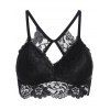 Padded Open Back Lace Crop Cami Top - BLACK ONE SIZE