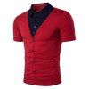 Chemise à poitrine unique Faux Twinset Panel T-Shirt - Rouge 2XL