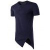 T-Shirt Long Asymétrique Design à Boutons - Cadetblue S