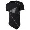 T-shirt avec Tissus en Cuir PU et Glissière Asymétrique - Noir L