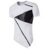 T-shirt avec Tissus en Cuir PU et Glissière Asymétrique - Blanc L