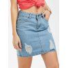 Bodycon Ripped Denim Mini Skirt - Bleu S