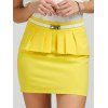 Ruffle Belt Insert Fitted Mini Skirt - Jaune L
