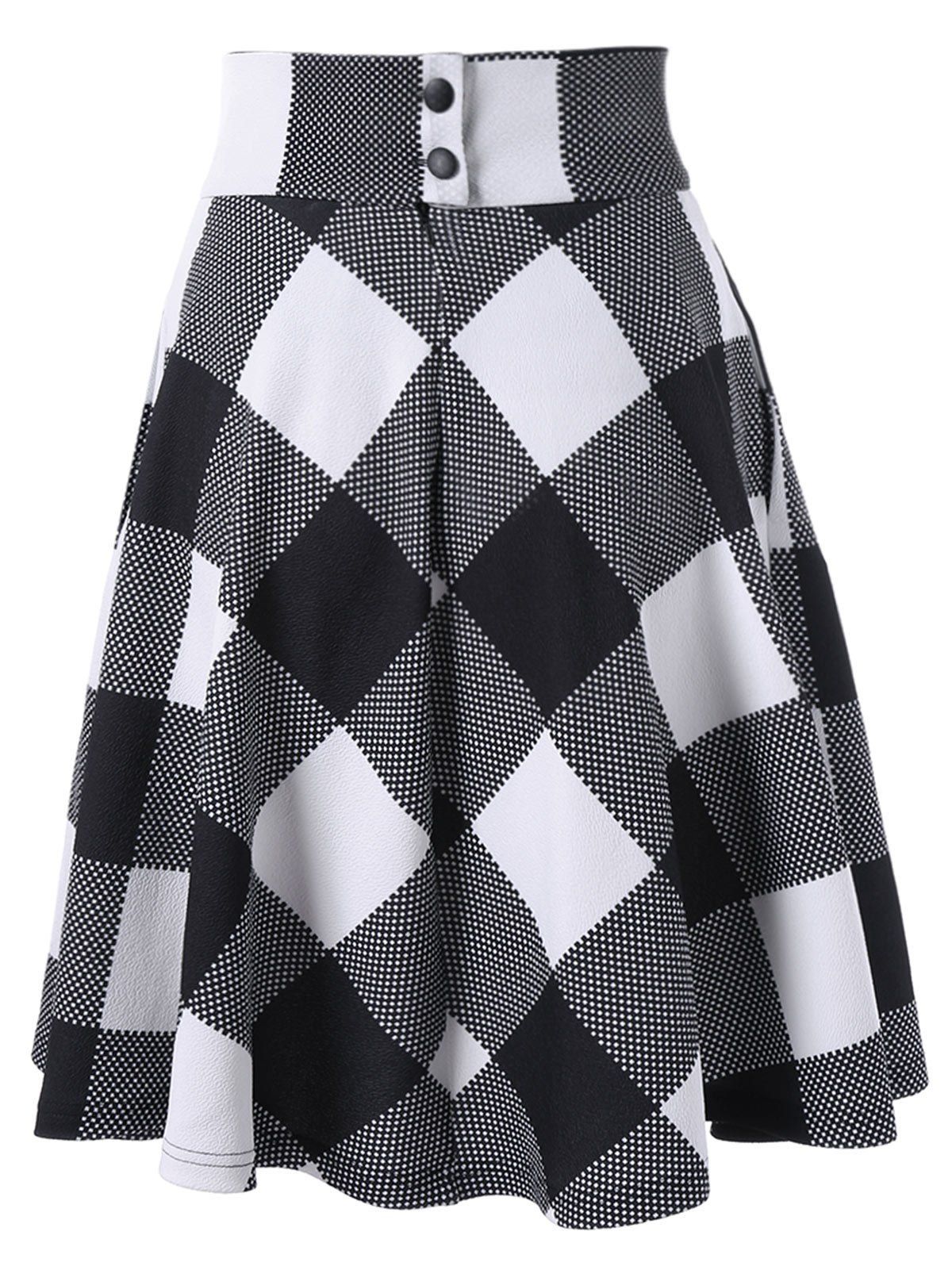2018 Zippered High Waisted Checked Skirt WHITE/BLACK XL In Skirts ...