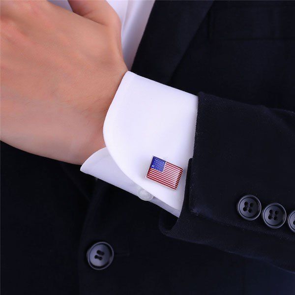 

Patriotic American Flag Pattern Cufflinks, Silver