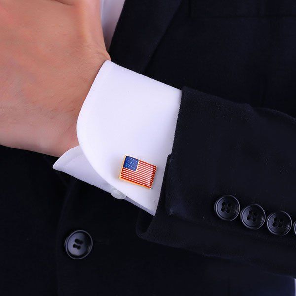 

Patriotic American Flag Pattern Cufflinks, Golden