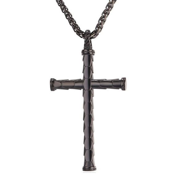 Collier Pendentif En Forme De Crucifix En Acier İnoxydable - Noir 