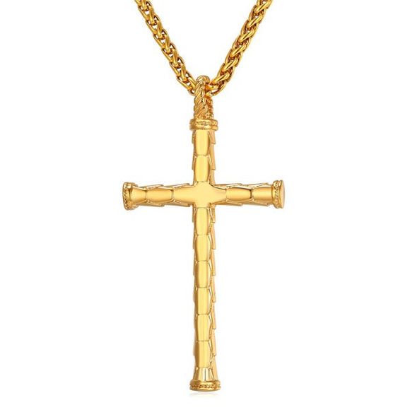 Collier Pendentif En Forme De Crucifix En Acier İnoxydable - d'or 