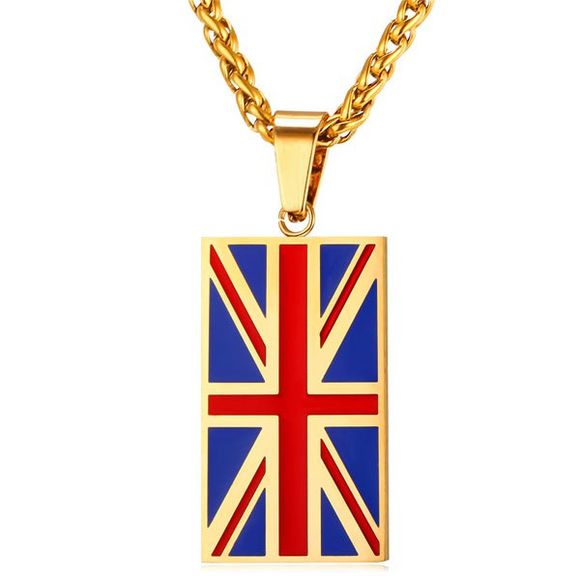 Collier Pendant Patriotique Forme Drapeau d'Anglais - d'or 