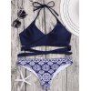 Halter Patterned Wrap Bikini Set - Bleu Violet S