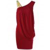 Robe Drapée Moulante à Décolleté Oblique - Rouge 2XL