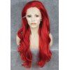 Trendy Fluffy rouge élégante de long ondulé résistant à la chaleur synthétique Lace Front perruque femmes - RAL3024 Rouge Vif 