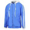 Zip Up Two Tone Hooded Jacket - Bleu 2XL