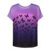 Imprimé papillon Ombre surdimensionné T-shirt - Pourpre 2XL