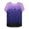 Imprimé papillon Ombre surdimensionné T-shirt - Bleu 2XL
