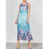 Floral Sleeveless Maxi Party Dress - BLUE L