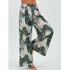 Pantalon Palazzo à Motif Feuilles Tropicales - Vert M