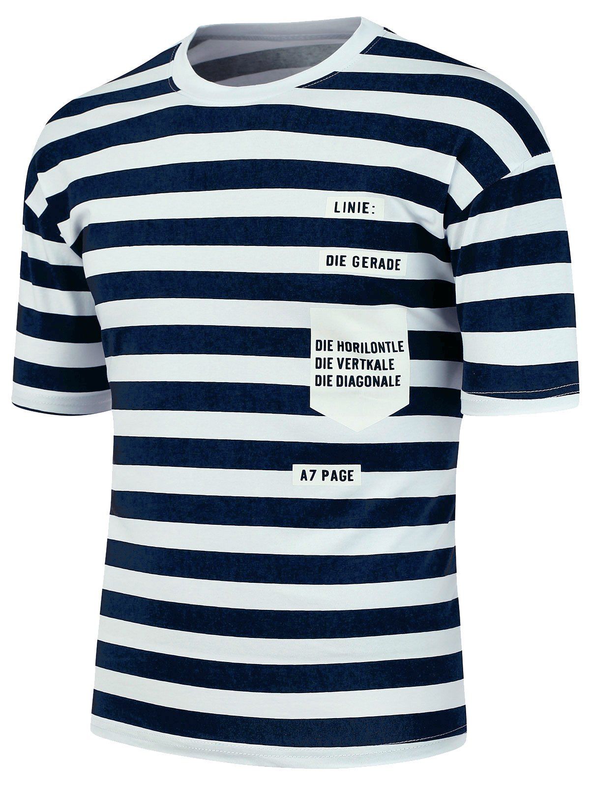 

Graphic Print Striped T-Shirt, Cadetblue