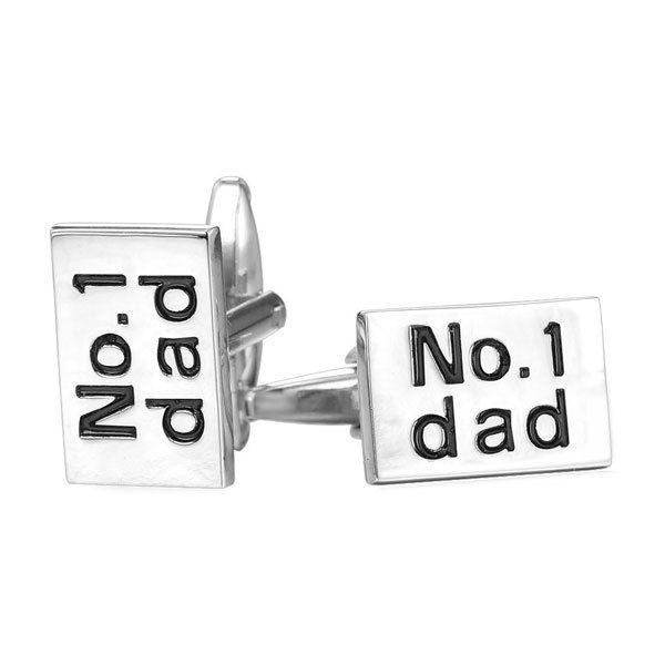 

Alloy Rectangle Engraved Dad Cufflinks, Silver white