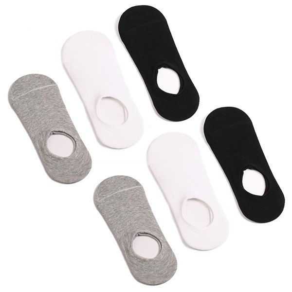 

6 Pairs 3 Colors Antiskid Loafer Socks, Colormix